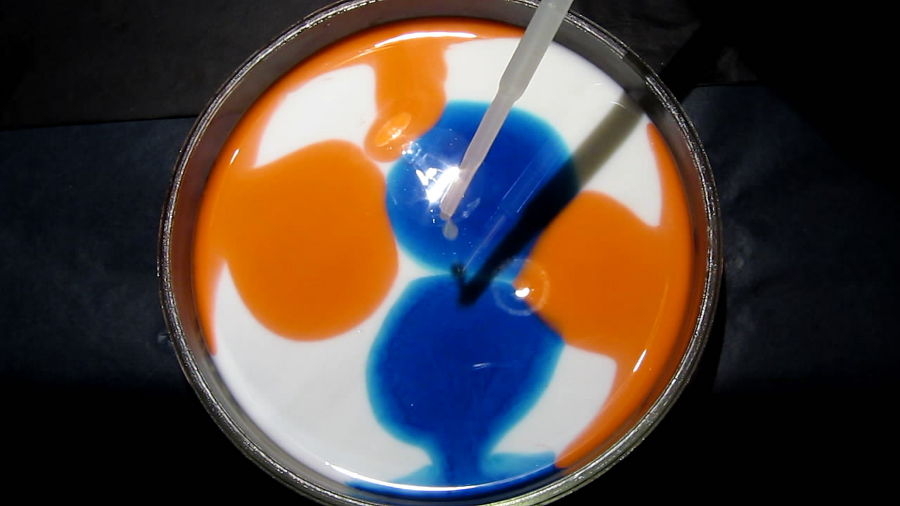    : ,    . Surface Tension Experiments: Dyes, Milk and Liquid Soap