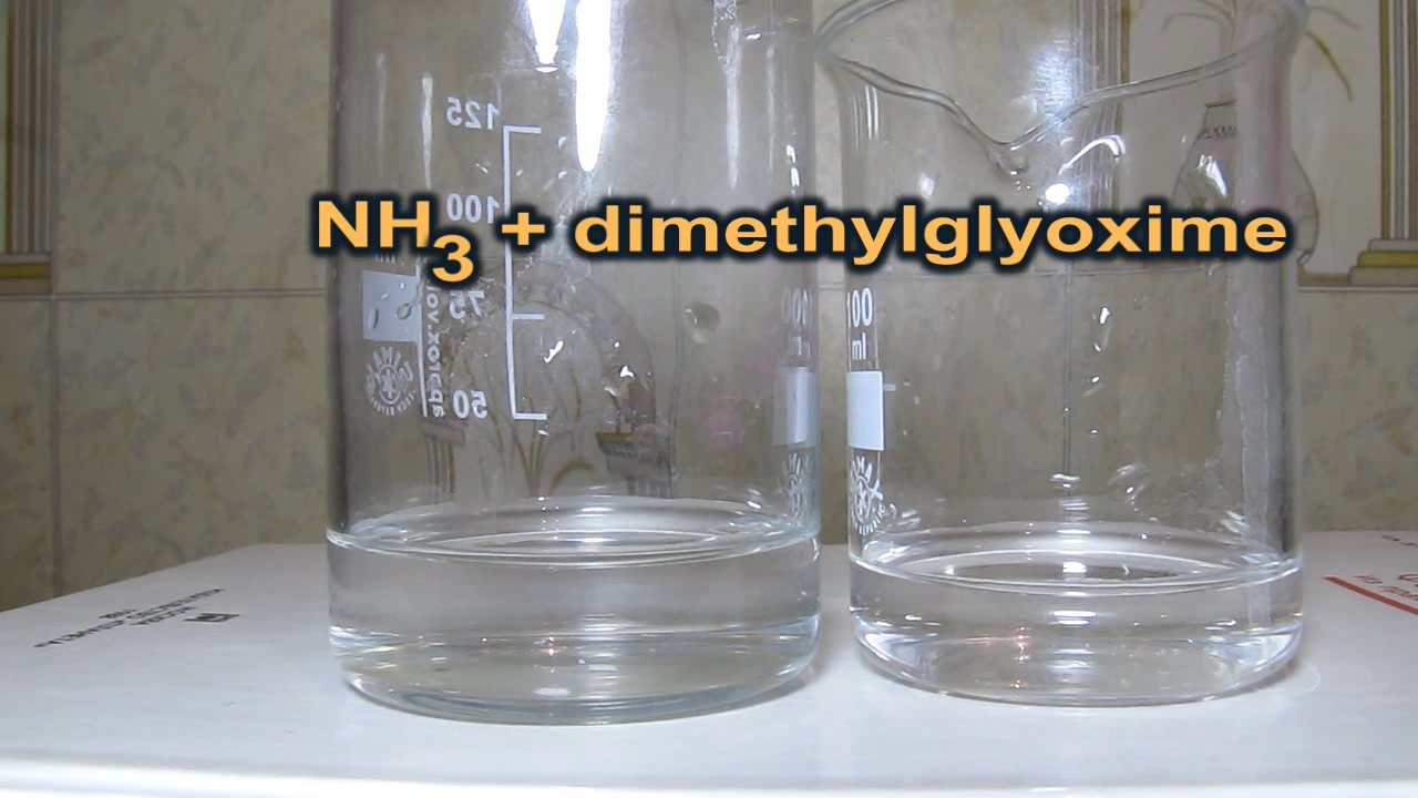  (II), (III),    . Iron (II), (III), dimethylglyoxime and hydrogen peroxide