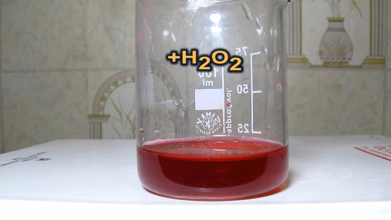 Железо (II), (III), диметилглиоксим и перекись водорода. Iron (II), (III), dimethylglyoxime and hydrogen peroxide