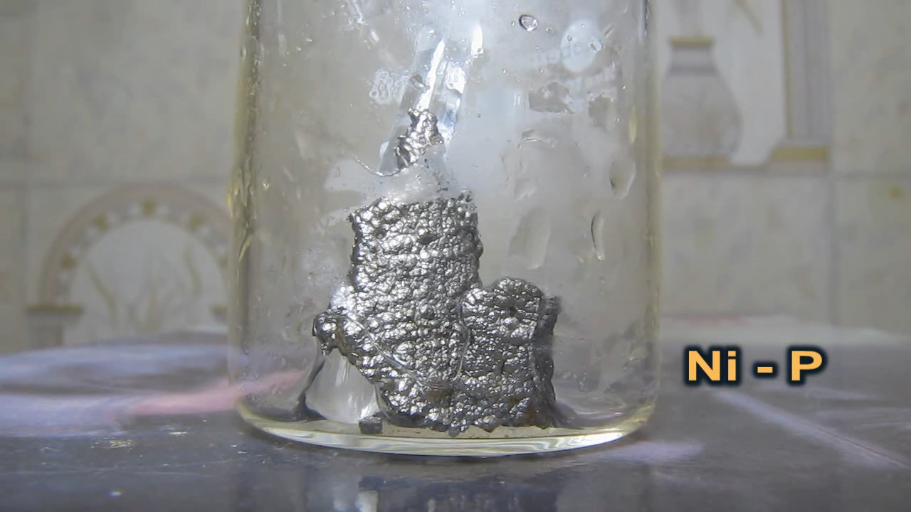      ('' '')   . Reaction of alloy of nickel and phosphorus (''nickel phosphide'') with hydrochloric acid