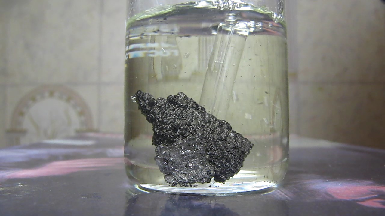      ('' '')   . Reaction of alloy of nickel and phosphorus (''nickel phosphide'') with hydrochloric acid