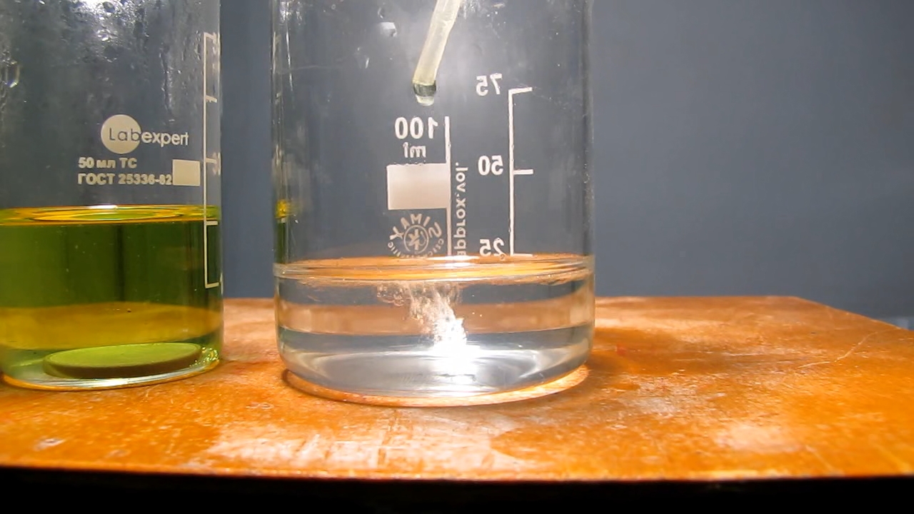 Solution of coin (2 hryvnias) in hydrochloric acid and potassium hydroxide.   (2 )      