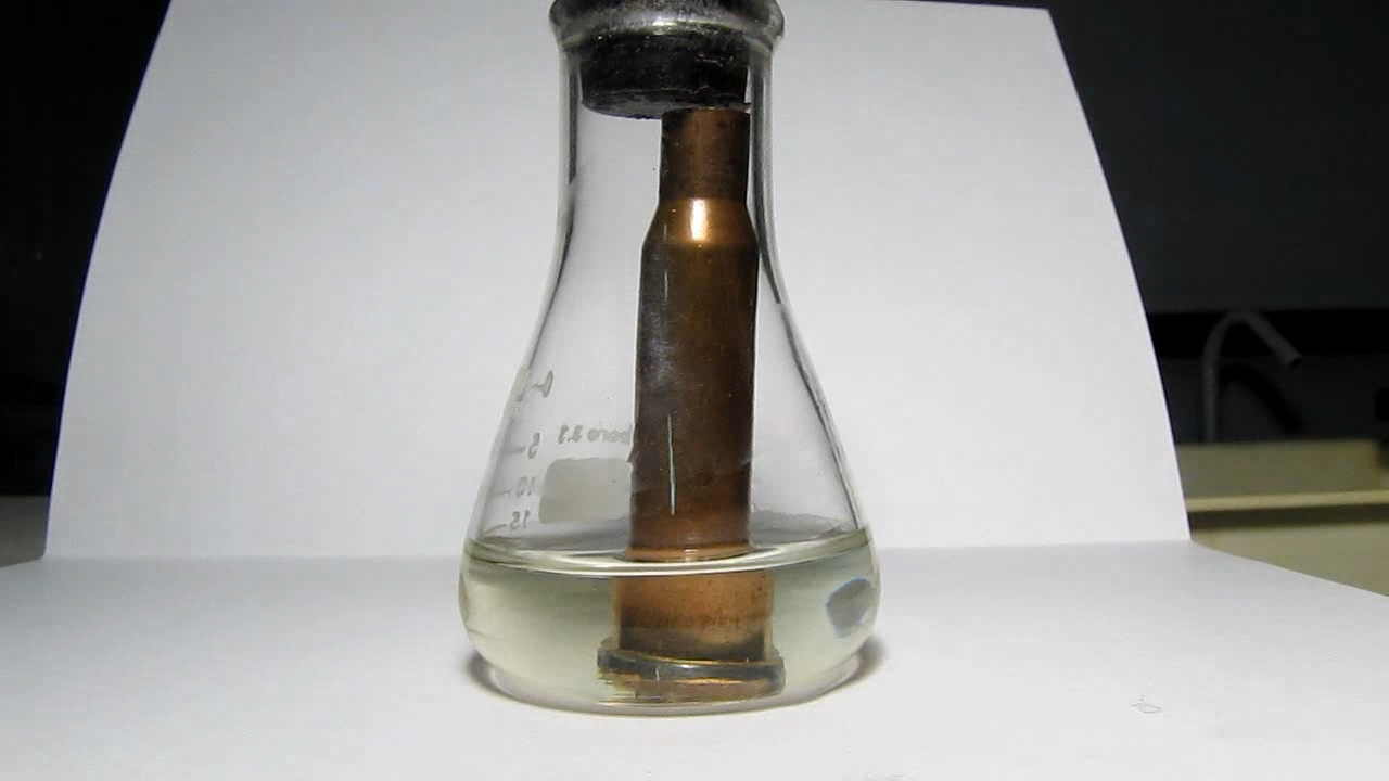 Cartridge case, copper, ammonia and oxygen.  , ,   