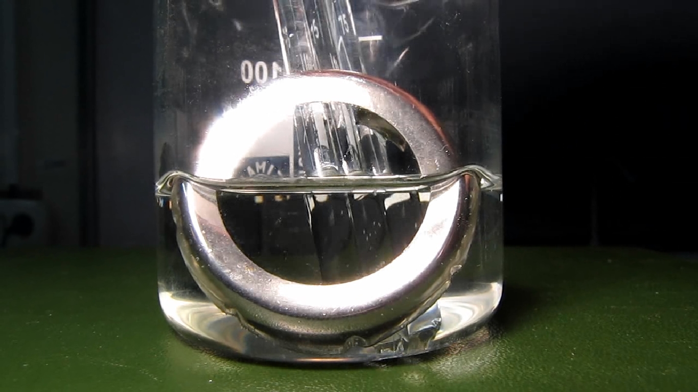 Metallic coating on plastic (copper - nickel - chrome): reaction with hydrochloric acid.     ( -  - ):    