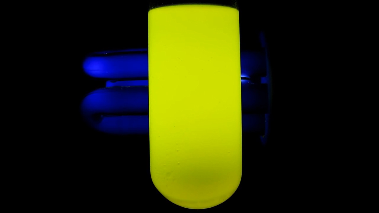 Ethanol, water and rhodamine (fluorescence in UV)