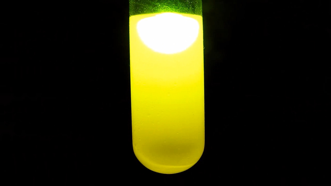 Sunflower oil, alcohol, rhodamine and green laser
