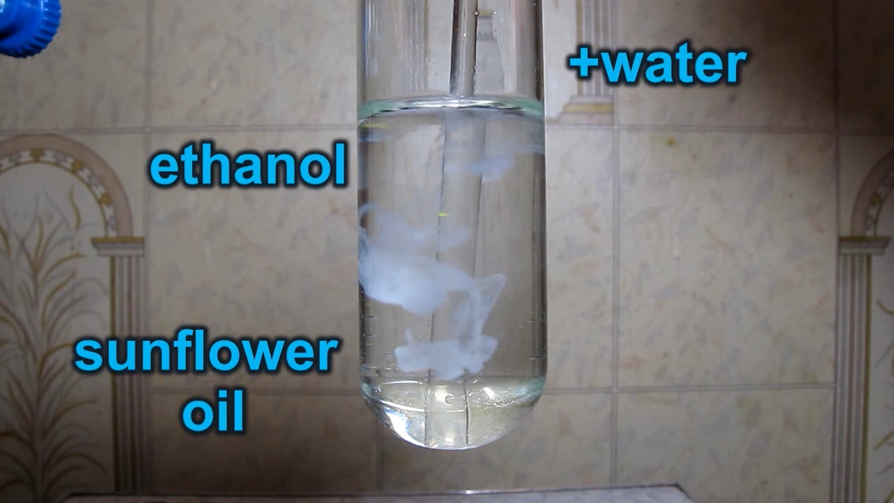 Vegetable oil, ethanol and water (formation of emulsion) - Chemistry and  Chemists № 1 2024