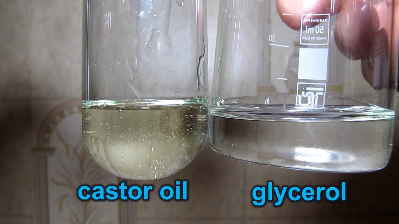 Castor oil, glycerol and ethyl alcohol