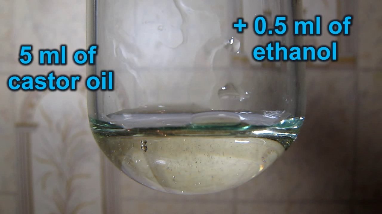 Ethanol, castor oil and sunflower oil