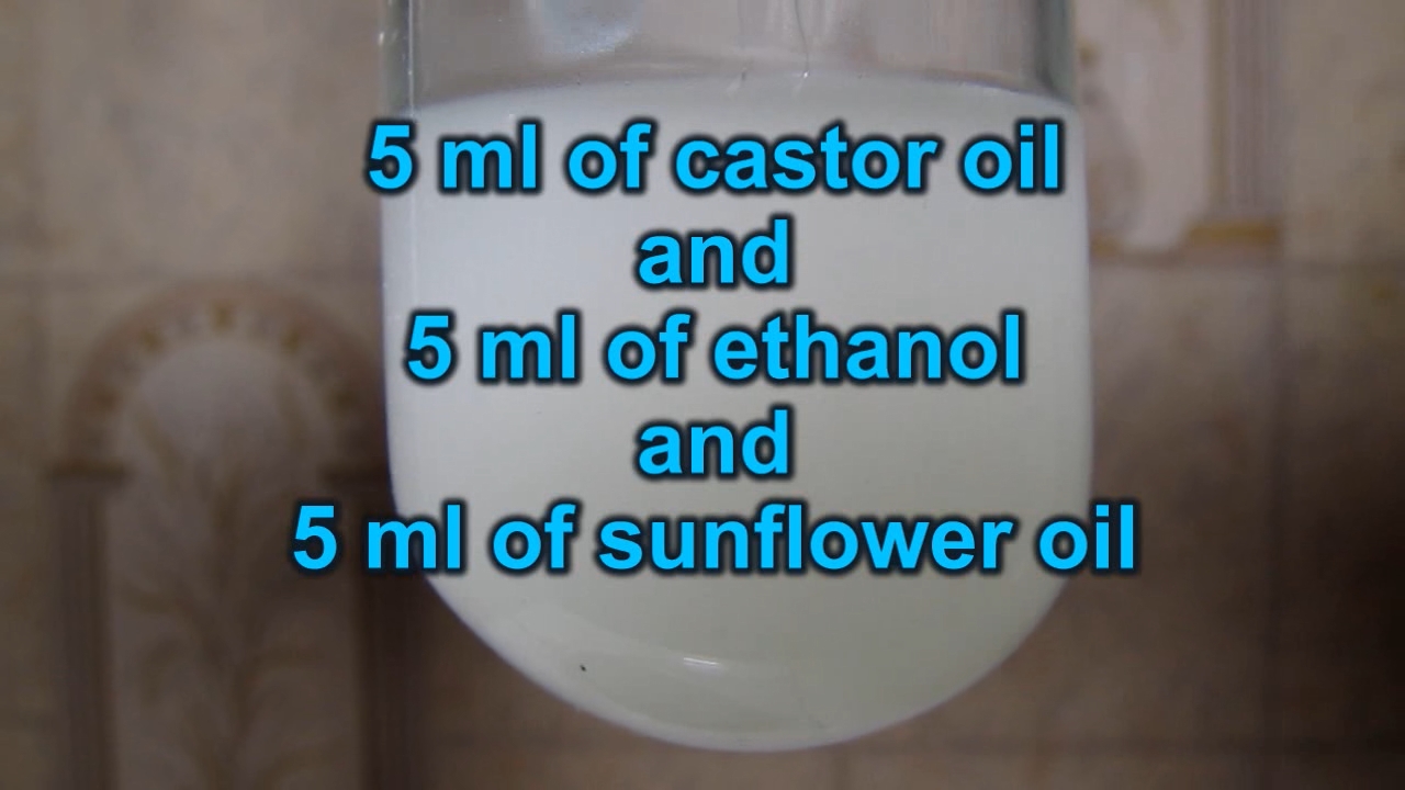 Ethanol, castor oil and sunflower oil