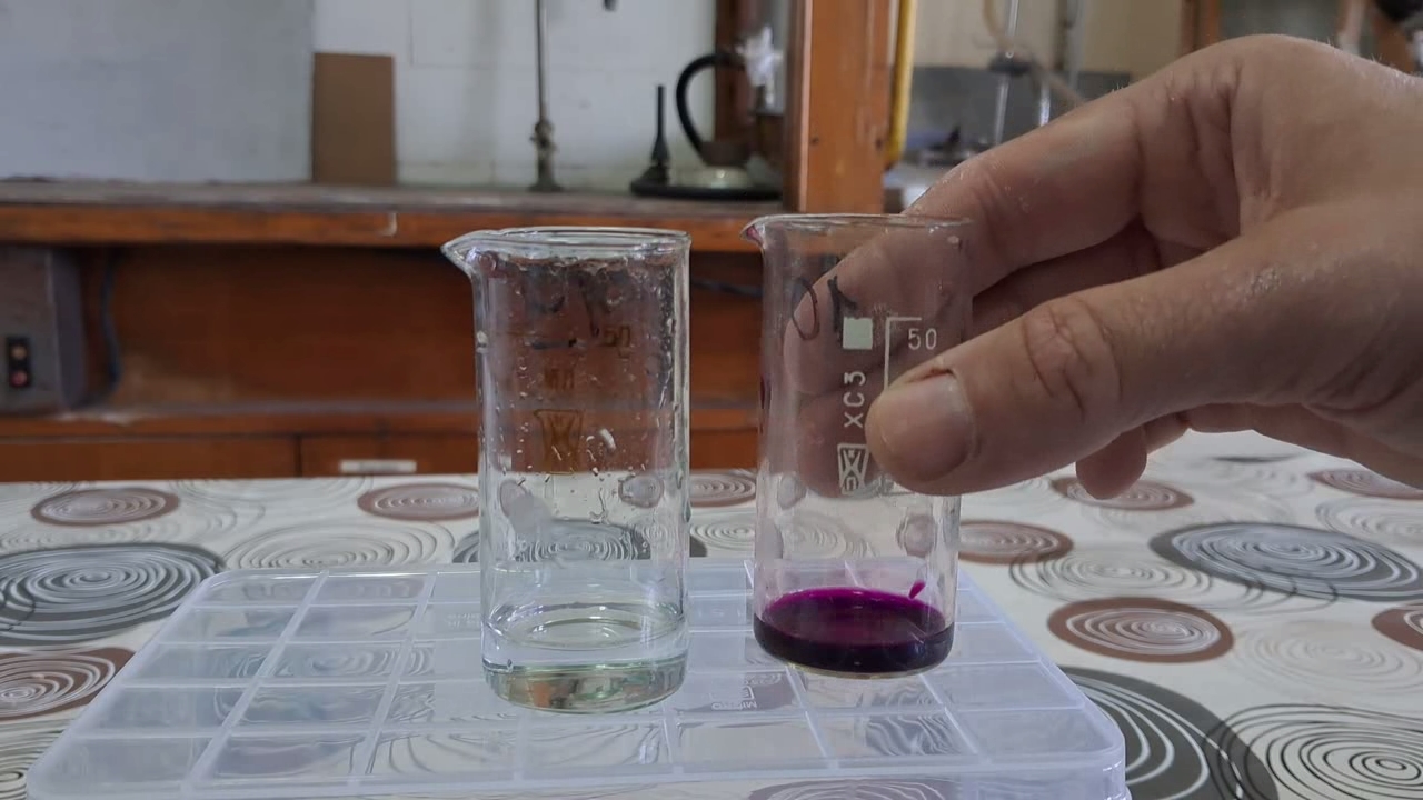 Hydrogen peroxide and potassium permanganate