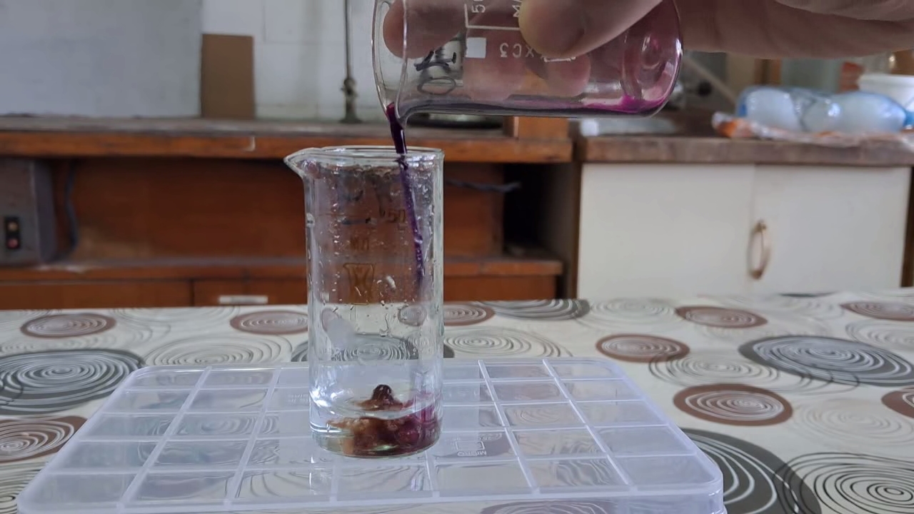 Hydrogen peroxide and potassium permanganate