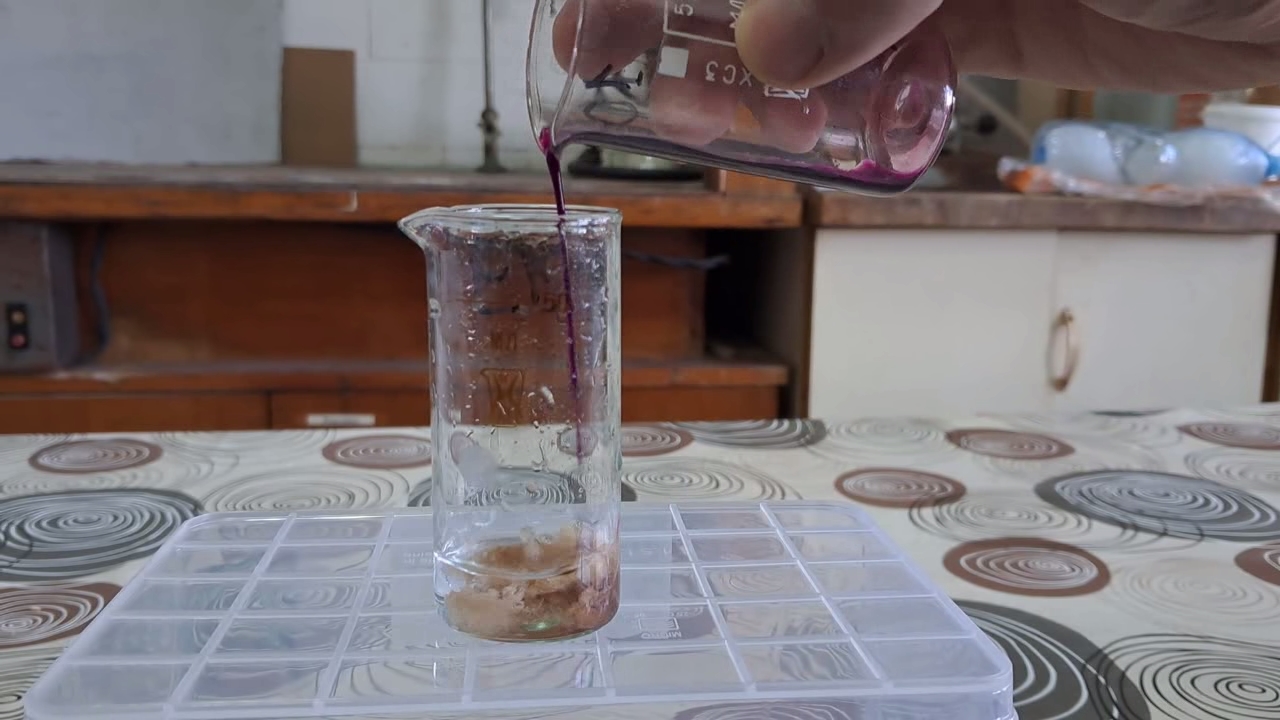 Hydrogen peroxide and potassium permanganate