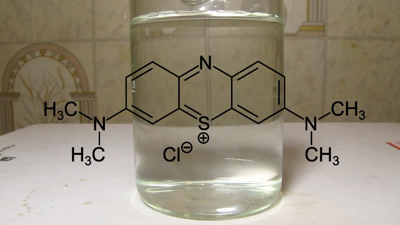 Methylene blue is dissolving in water