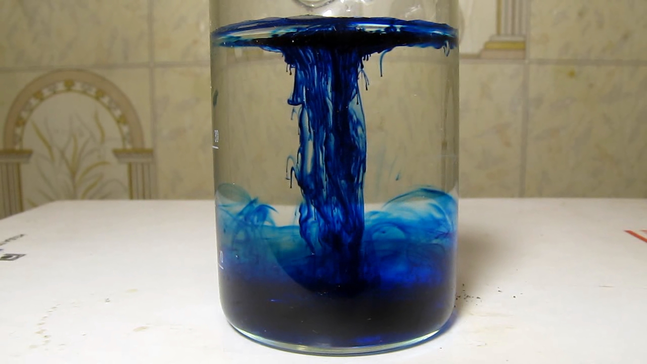 Methylene blue is dissolving in water