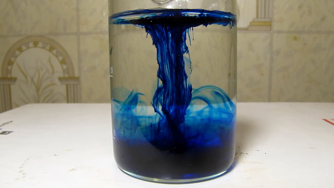 Methylene blue is dissolving in water