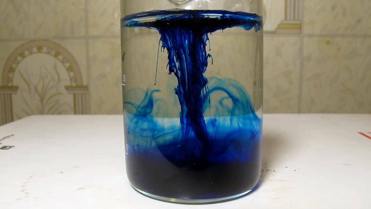 Methylene blue is dissolving in water