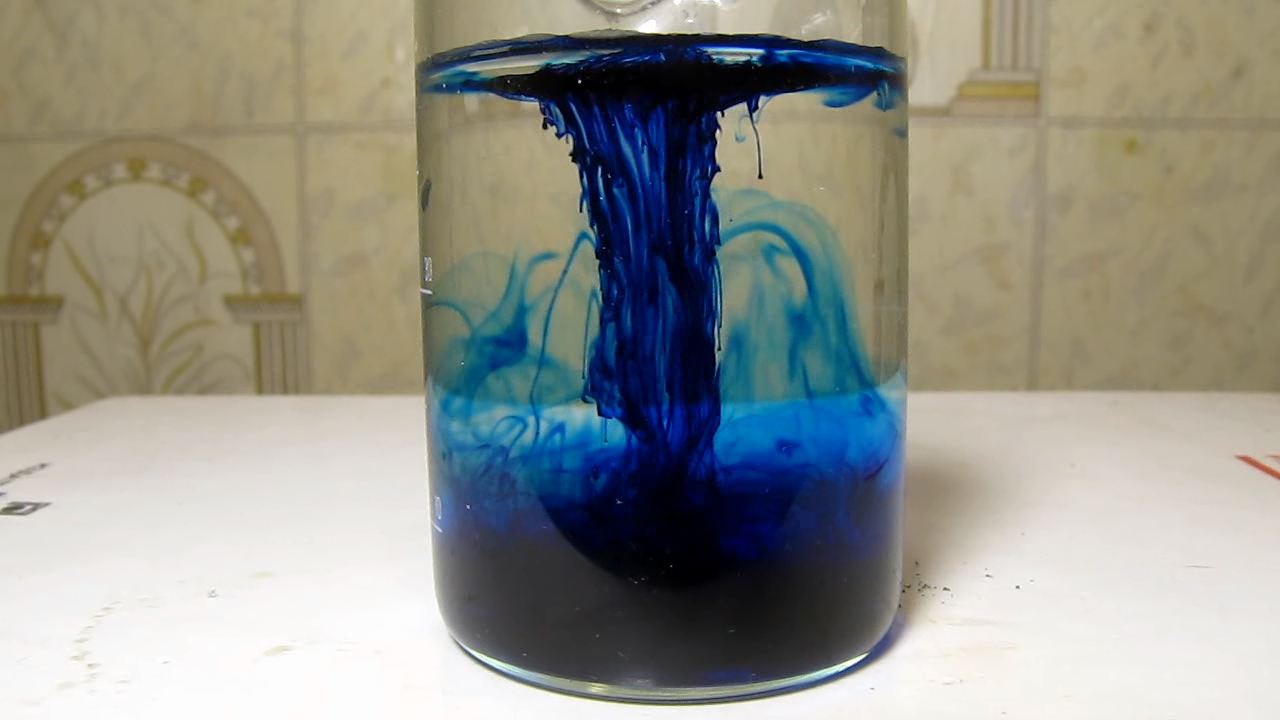 Methylene blue is dissolving in water