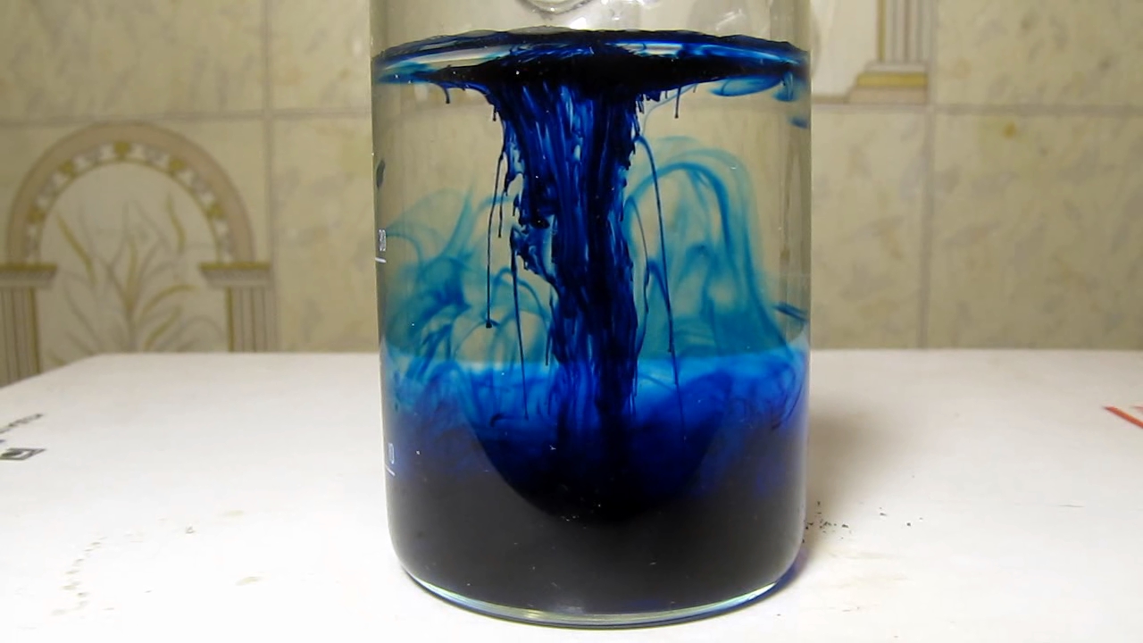 Methylene blue is dissolving in water