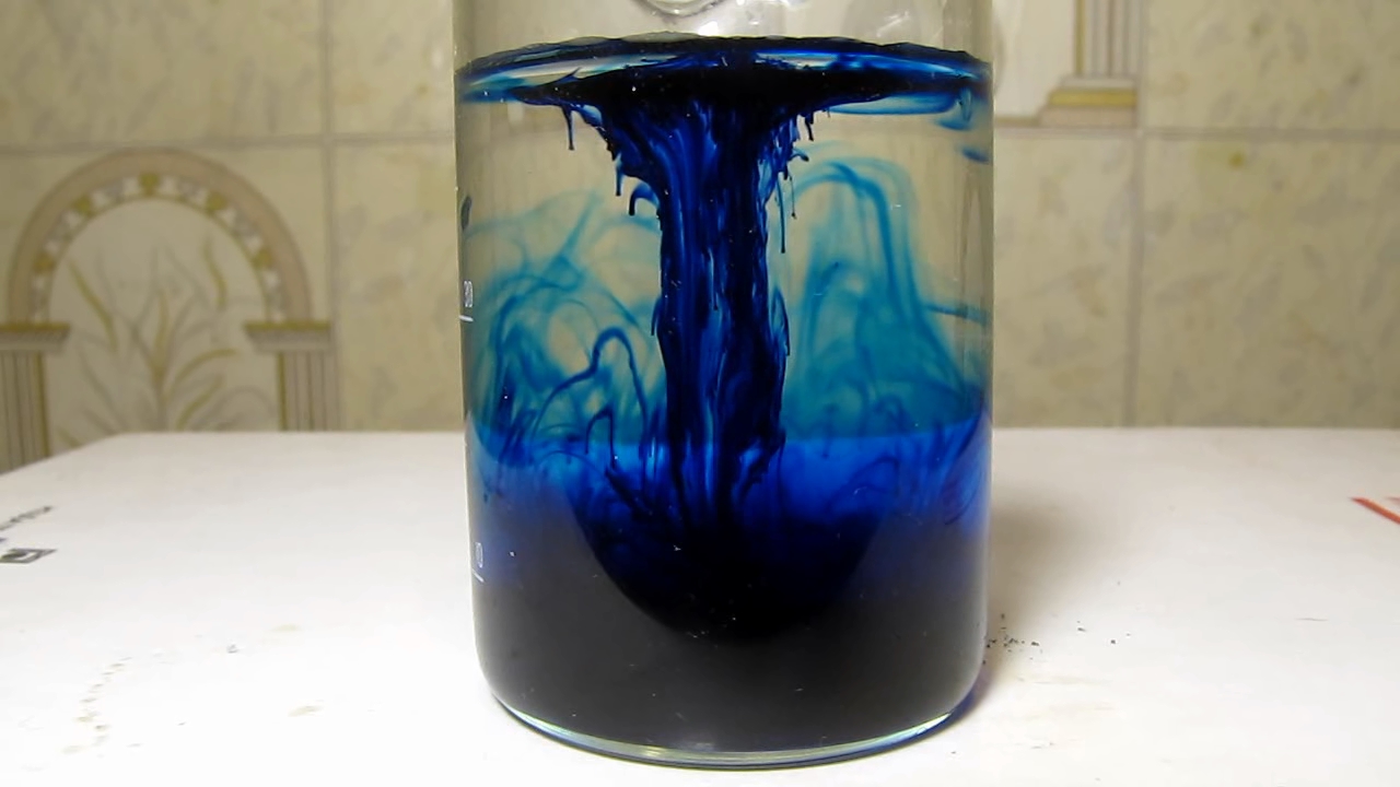 Methylene blue is dissolving in water