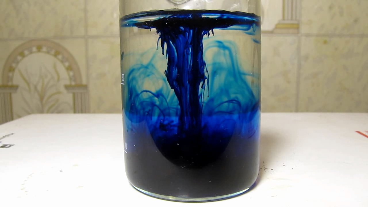 Methylene blue is dissolving in water