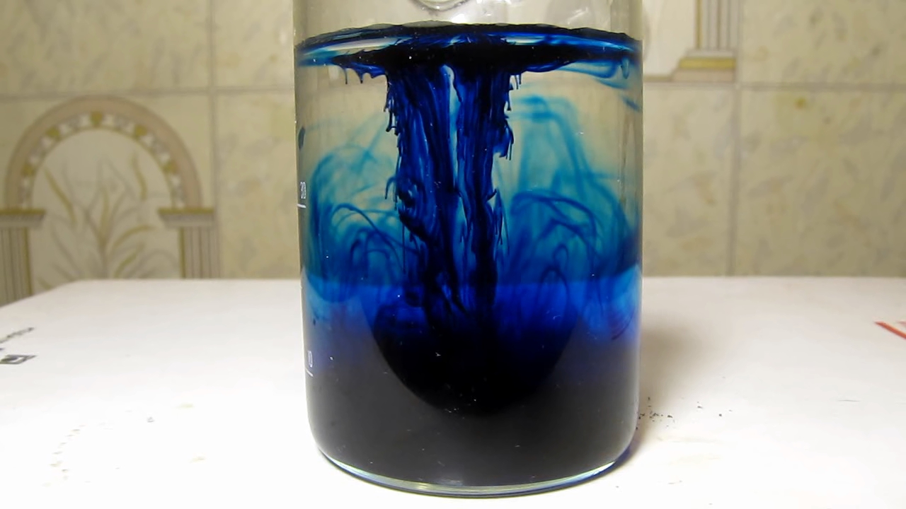 Methylene blue is dissolving in water