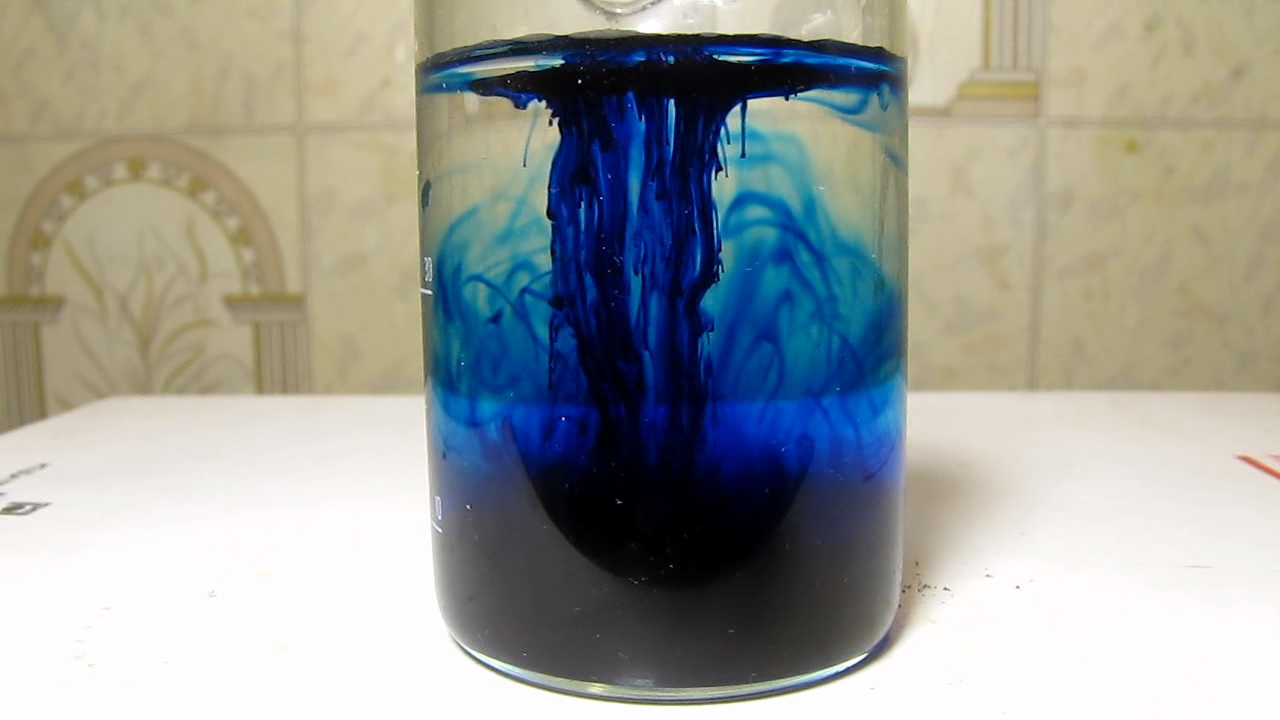 Methylene blue is dissolving in water