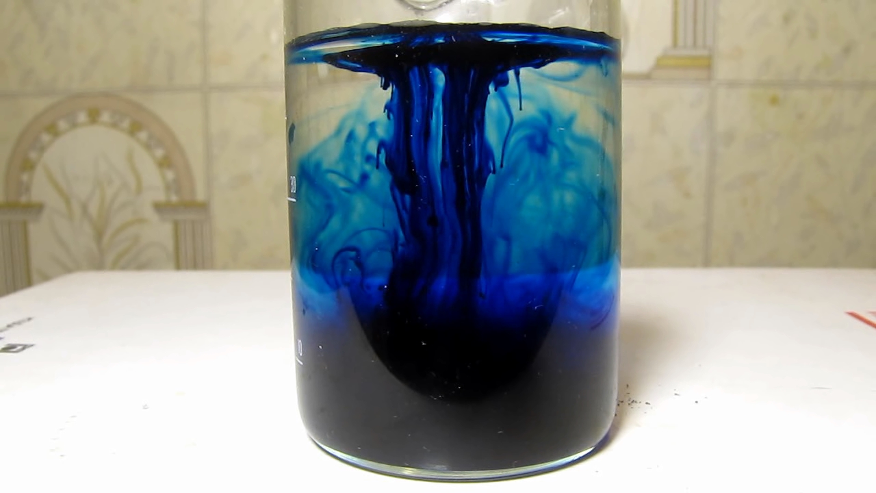 Methylene blue is dissolving in water
