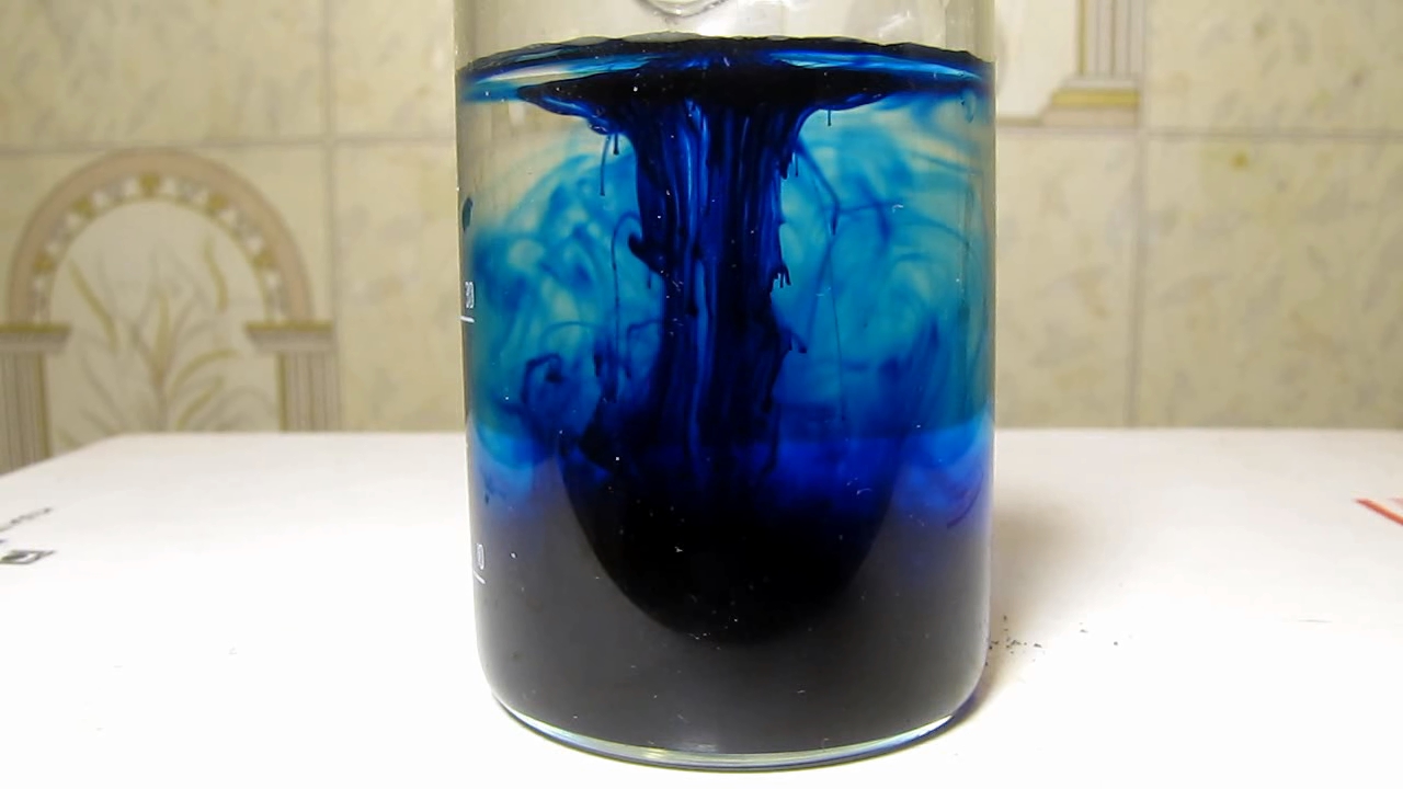 Methylene blue is dissolving in water