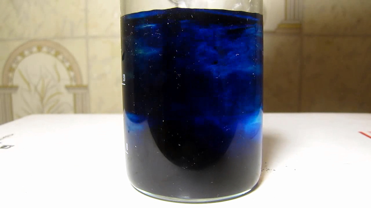 Methylene blue is dissolving in water