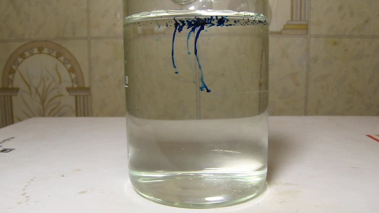 Methylene blue is dissolving in water