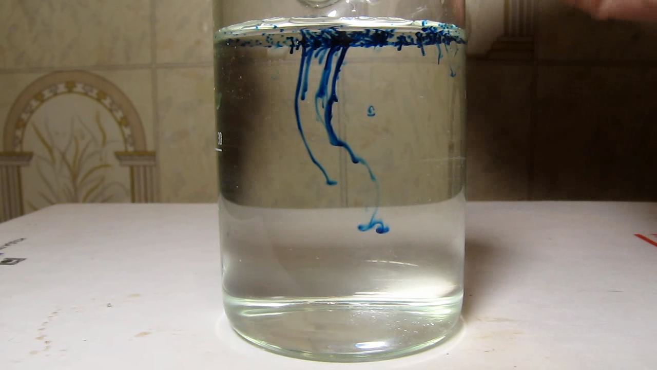 Methylene blue is dissolving in water