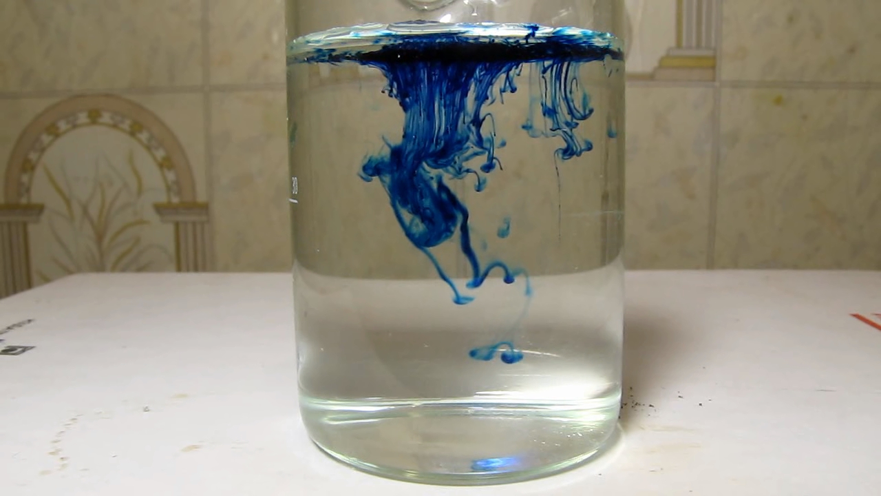 Methylene blue is dissolving in water