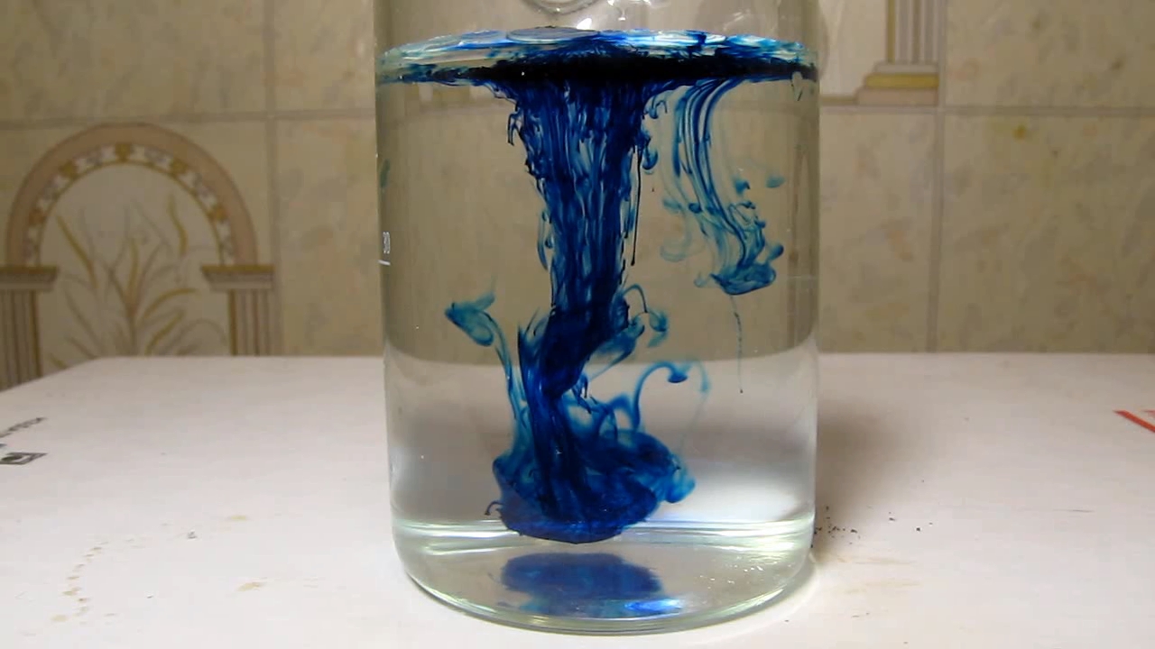 Methylene blue is dissolving in water