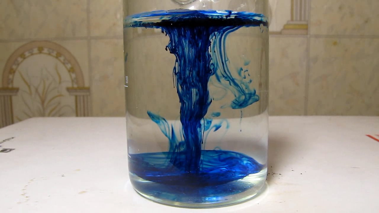 Methylene blue is dissolving in water