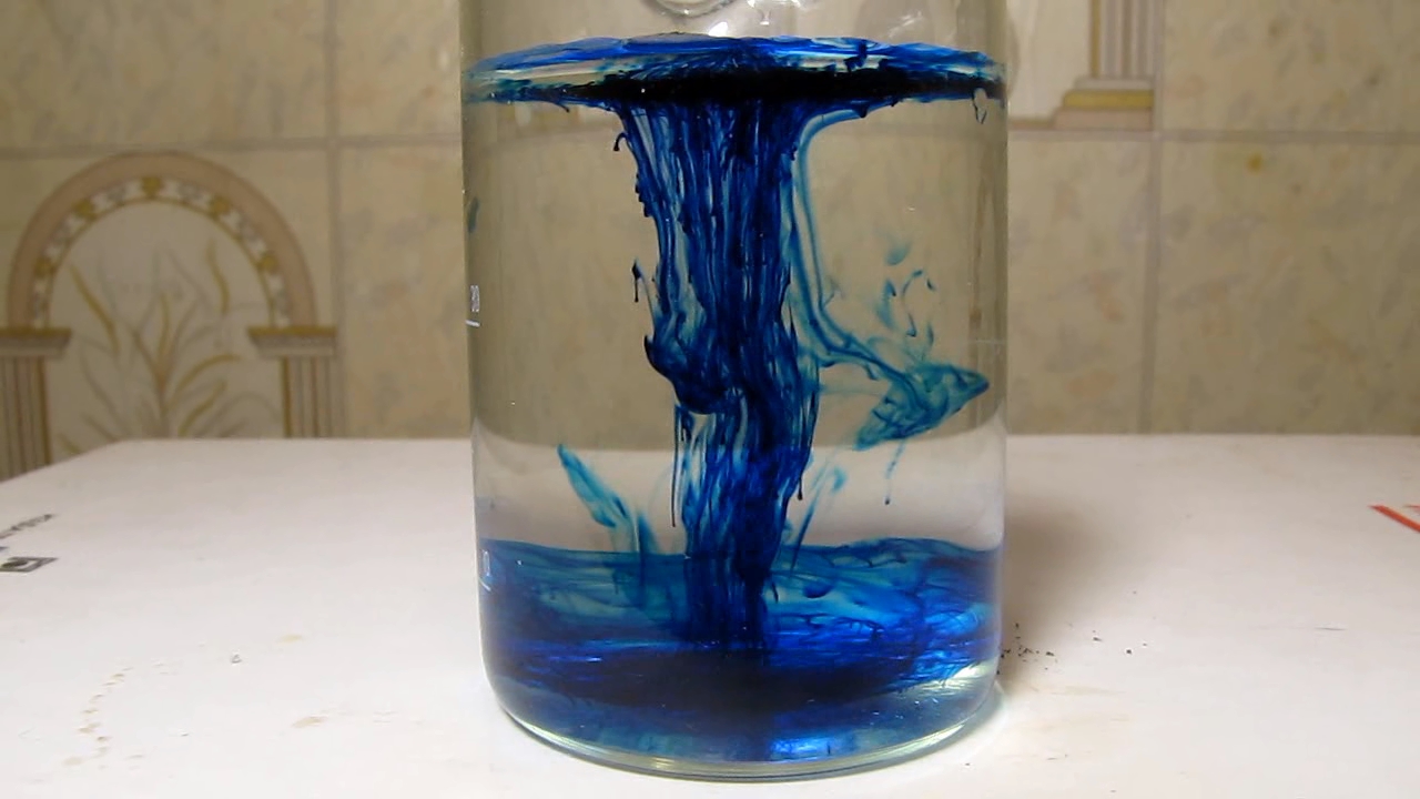 Methylene blue is dissolving in water