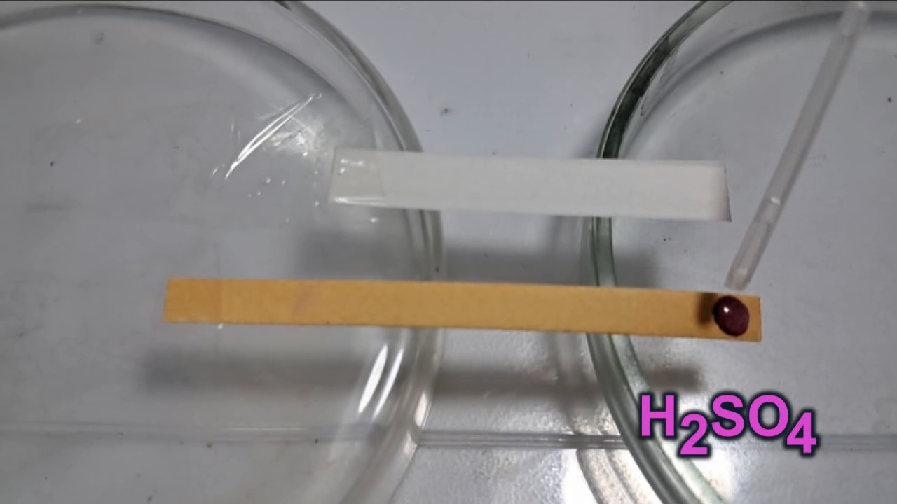 Universal Indicator, Phenolphthalein, Concentrated Sulfuric Acid, and Sodium Hydroxide