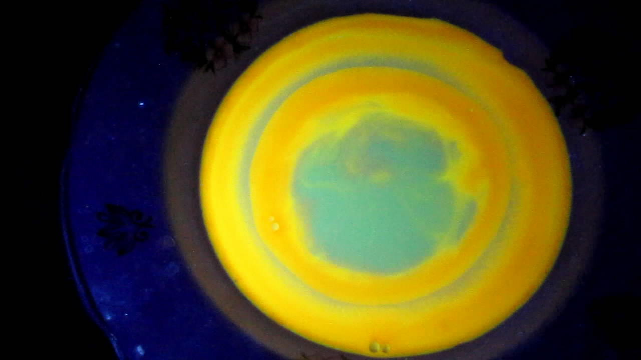 The Fluorescence of Eosin under UV Light on the Surface of Milk. (Surface Tension Experiments).        . (   )