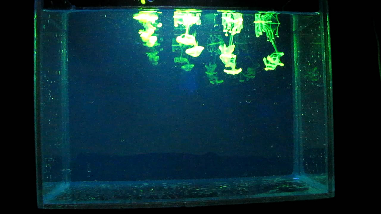     ( ). Fluorescein under ultraviolet light (vortex rings)