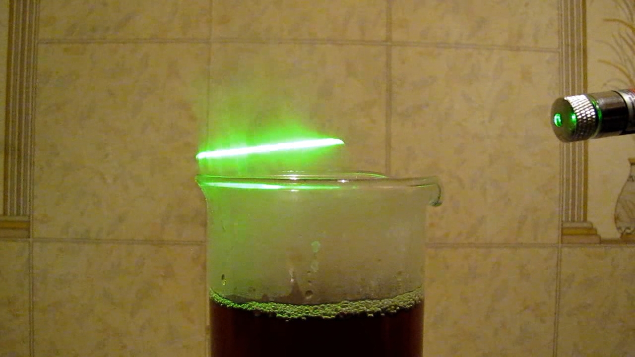 Tyndall effect: laser and hot tea.  :    