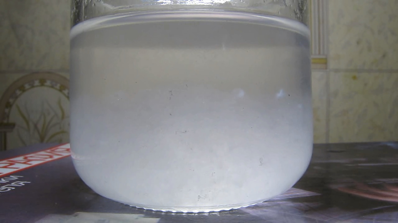 Reaction of potassium aluminate and waterglass (sodium and potassium silicates).       (   )