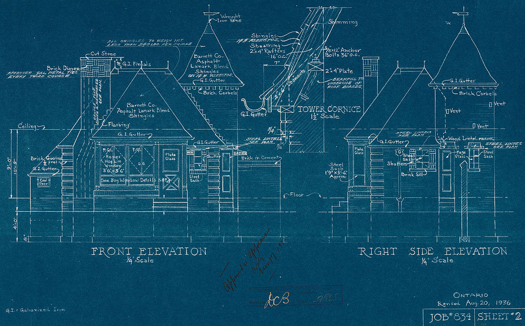 Architectural drawing blueprint, Canada, 1936 / '''' -  ,   