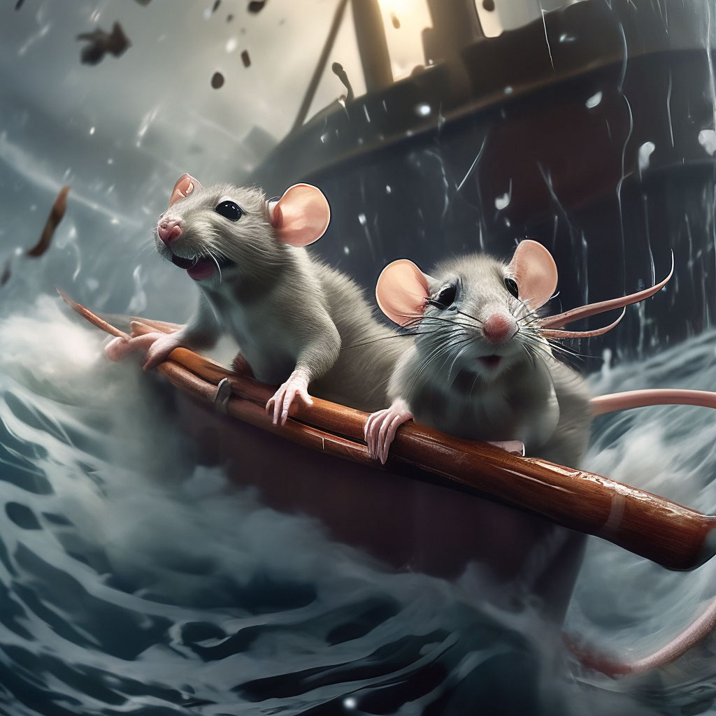 Rats escape from a sinking ship