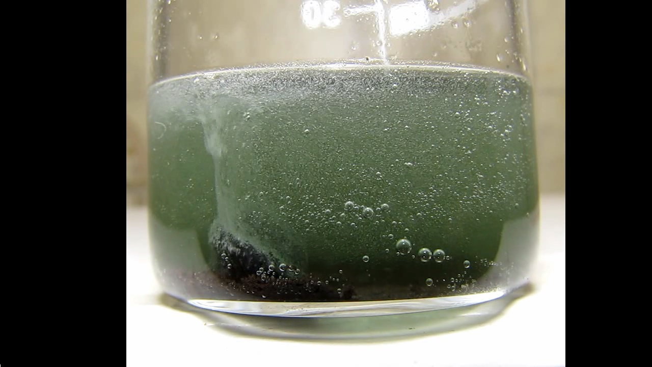 Reaction of copper citrate with zinc metal