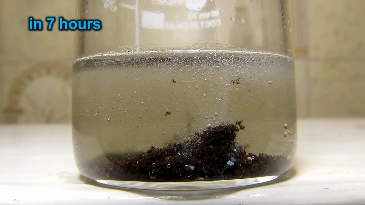 Reaction of copper citrate with zinc metal