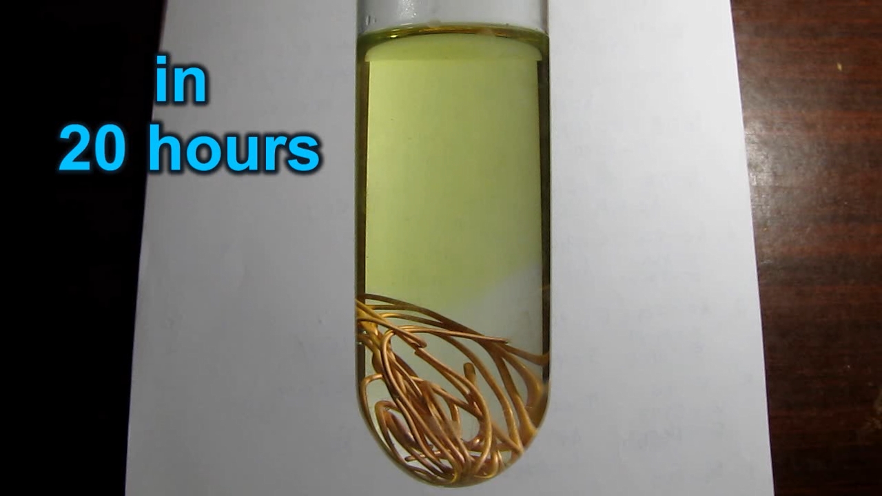 Concentrated hydrochloric acid, air and copper metal