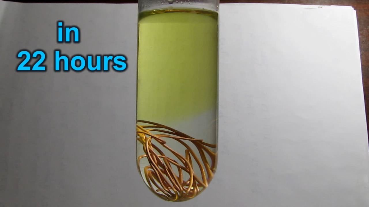 Concentrated hydrochloric acid, air and copper metal