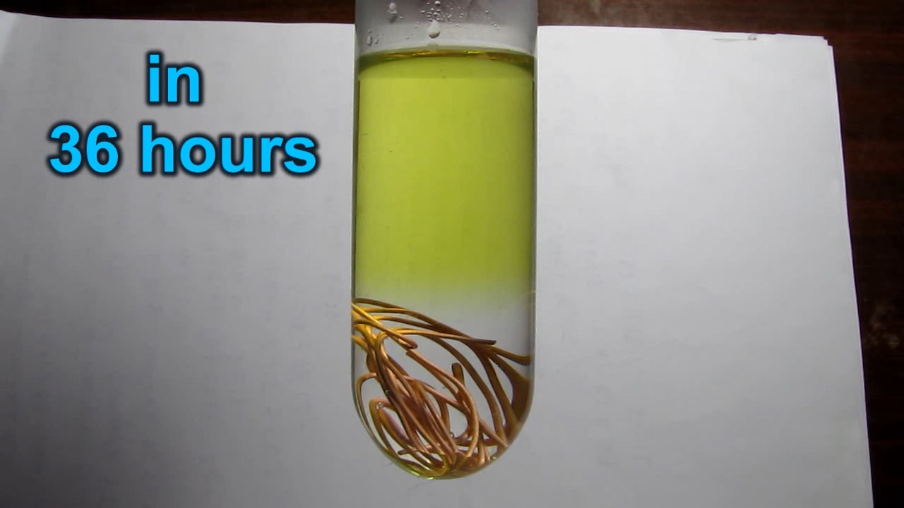 Concentrated hydrochloric acid, air and copper metal