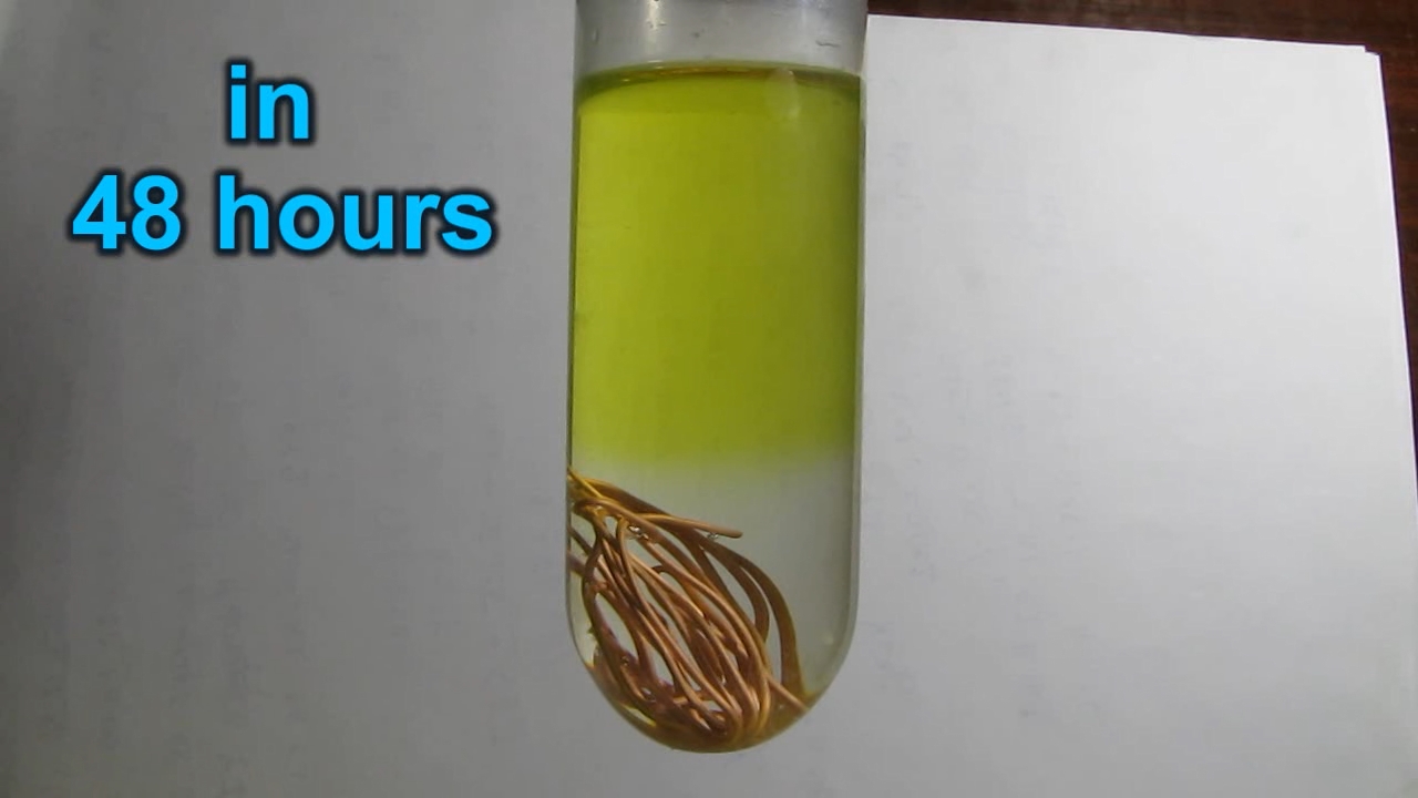 Concentrated hydrochloric acid, air and copper metal