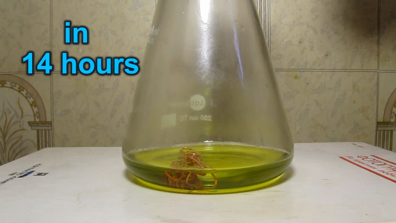 Concentrated hydrochloric acid, air and copper metal